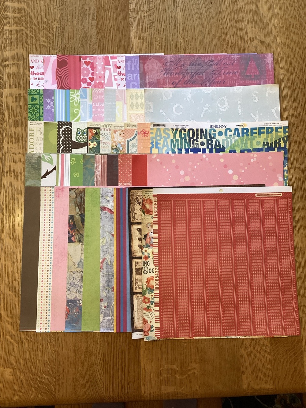 50 Sheets Mixed Lot of 12 x 12 Scrapbook Paper, No Repeats, Lot G